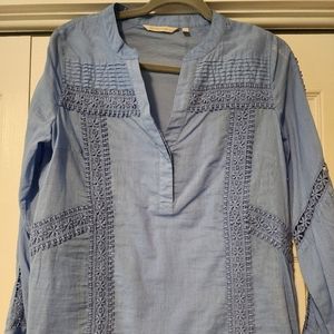 Soft Surroundings top with beautiful embellishments. Size small. Blue. NWOT